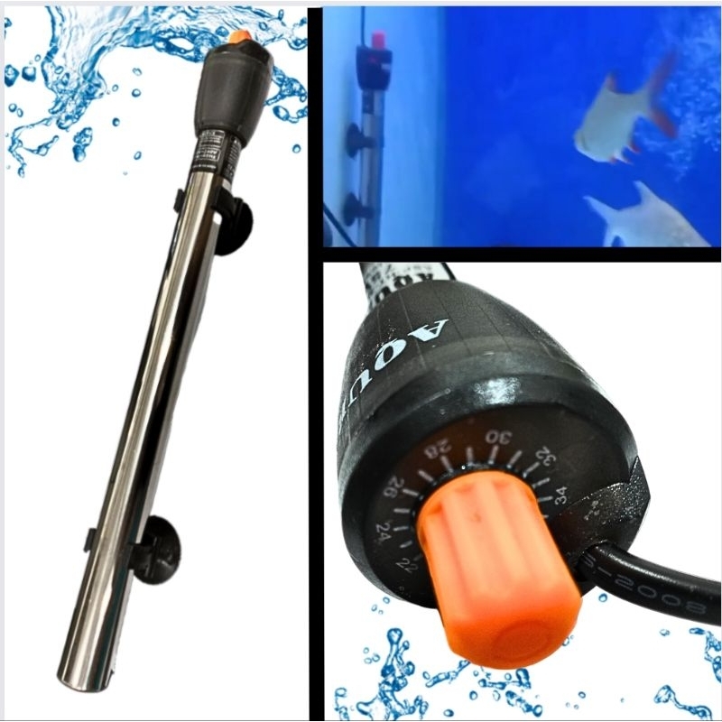 AQURA HEATER STAINLESS 75WATT 100WATT  Heater aquarium kolam