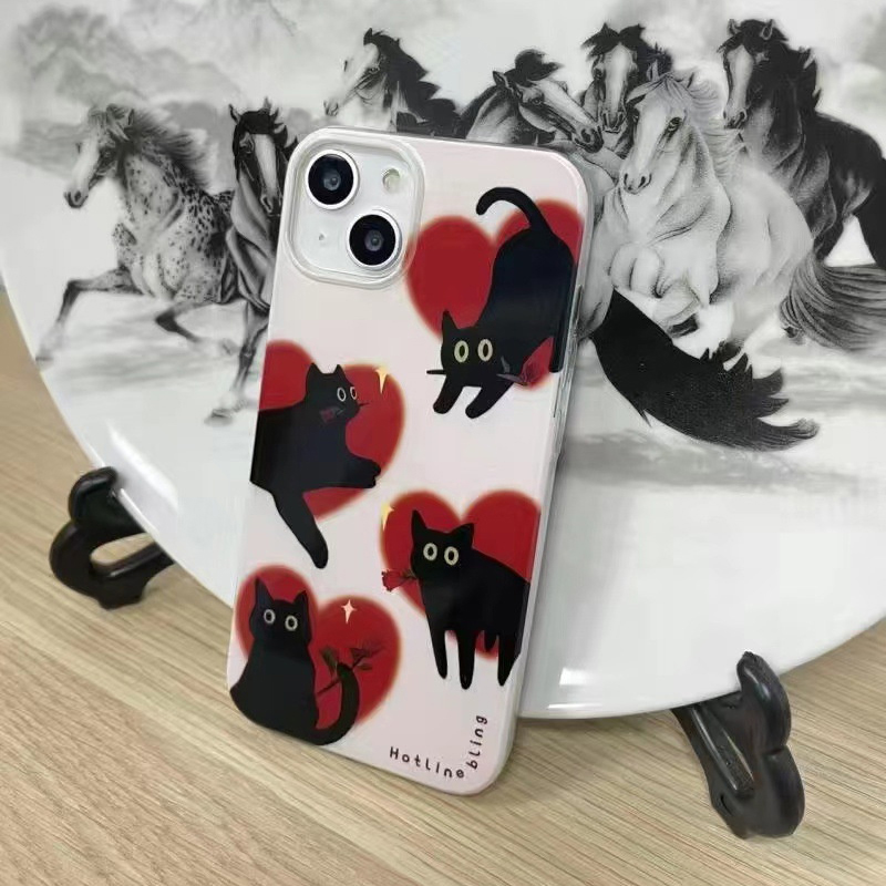 Korea%20Cute%20Cartoon%20Black%20Cat%20Wheat%20Phone%20Case%20For%20IPhone%2015%2014%2013%2012%2011%20Pro%20Max%20MINI%208%207%20Plus%20XS%20XR%2015PRO%20Love%20Chain%20Back%20Cover%20Conbo%20-%20Image%204