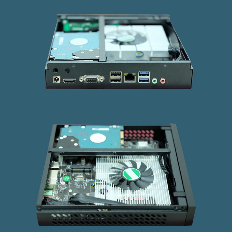 DX01 Thin Mini ITX Computer Chassis Desktop Computer Chassis USB2.0 Computer Case with Telescopic Foot
