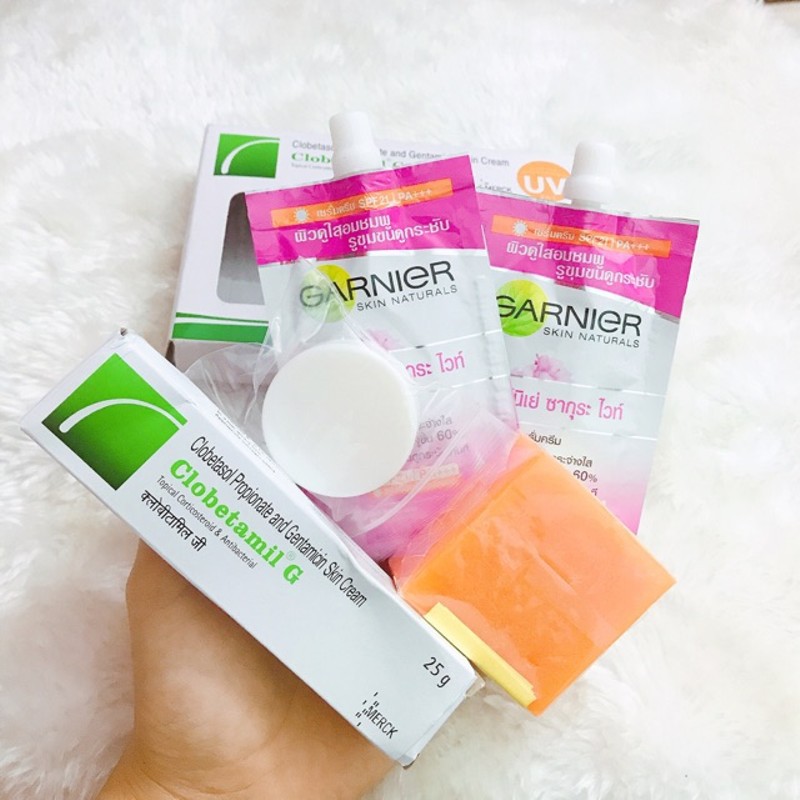 Bộ kem sạch nám trắng da Garnier thái lan sét 5 món