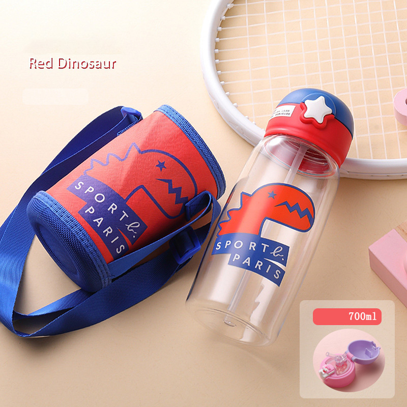 Cartoon children's water cups straw cups summer students cute outdoor portable sports large-capacity water cups.