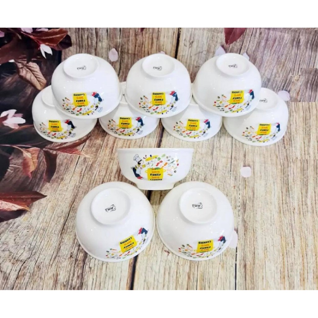 Bộ 10 chén sứ ăn cơm Unilever họa tiết - chén, bát sứ ăn cơm