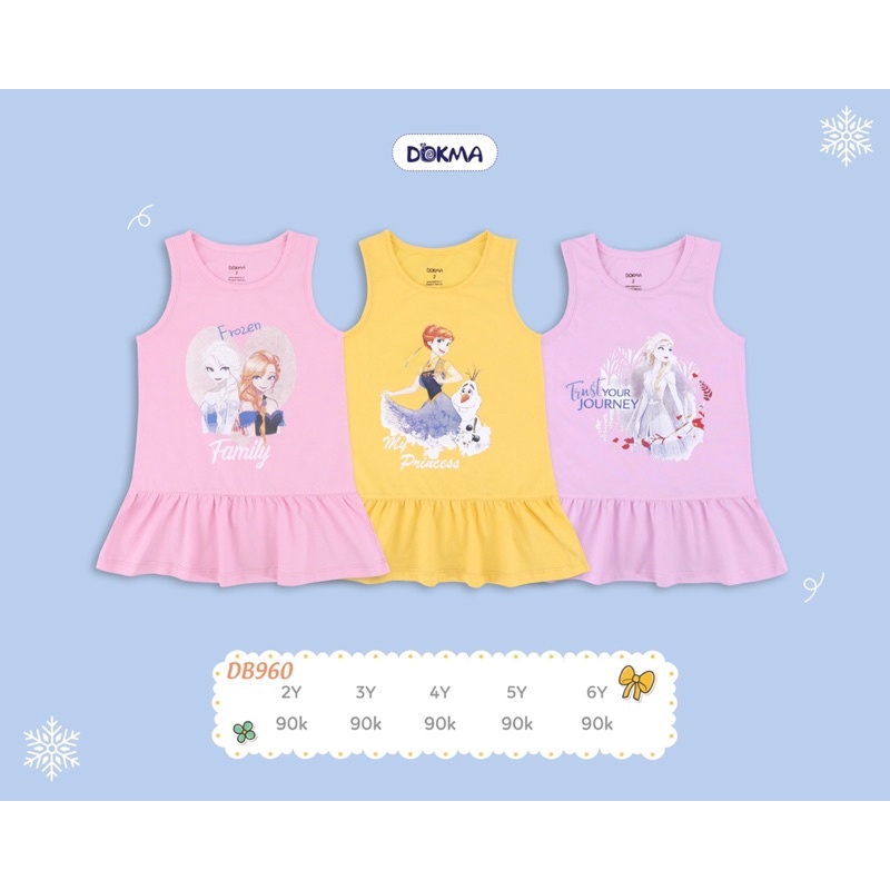 Váy ba lỗ (sát nách) bé gái Dokma chất Cotton mềm, mát(2-6y)