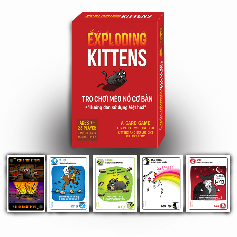 Bài Mèo Nổ Exploding kitten Việt Hóa Lá Dày chống nước