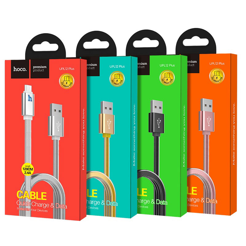 Cáp Sạc Nhanh Hoco UPL12/UPL12Plus MicroUSB - Cho Android - Có Đèn LED - BH 12 Tháng