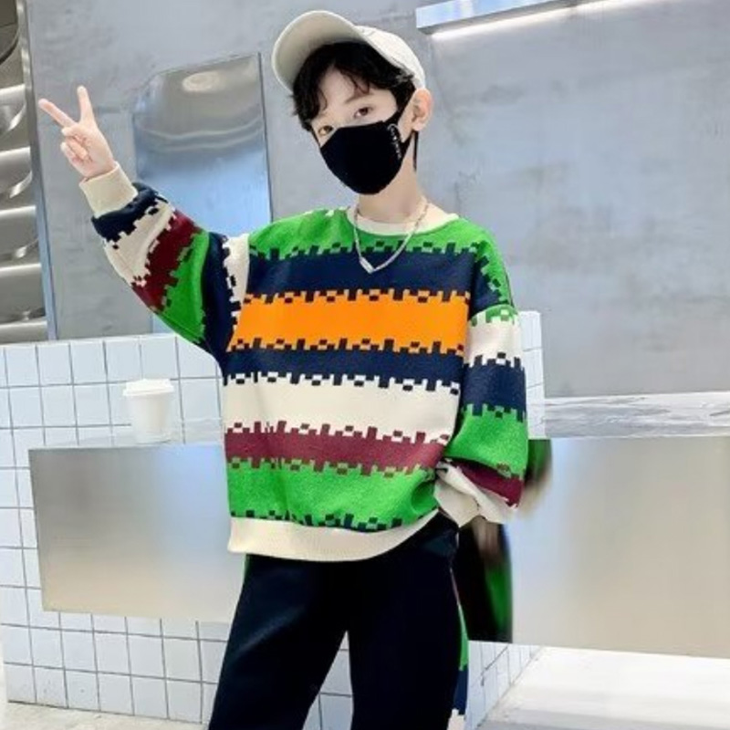 IP Boys' handsome sports sweatshirt fashionable long-sleeved tops for children in winter Loose and comfortable