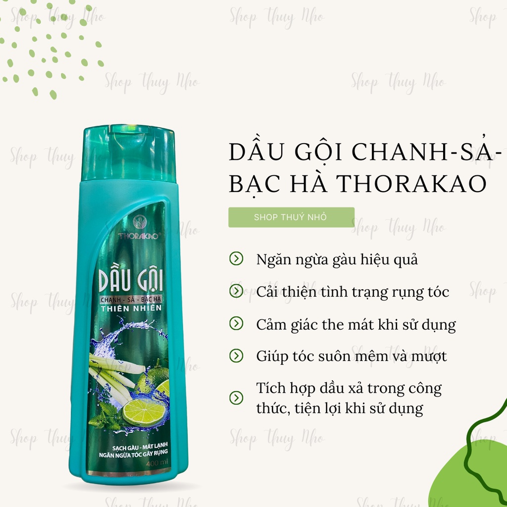 Dầu gội chanh - sả - bạc hà thorakao 400ml