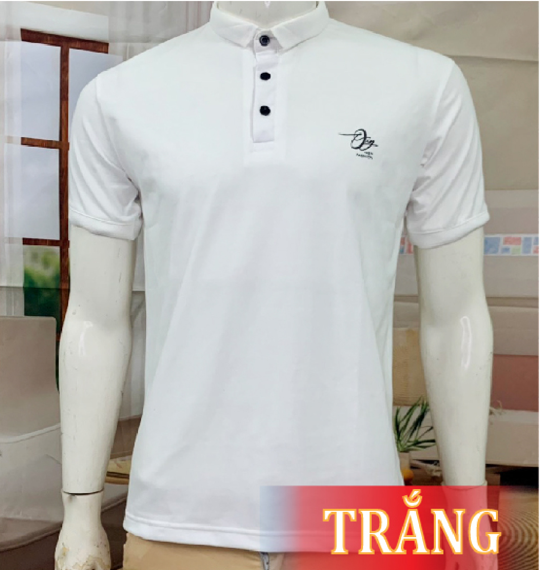 ÁO THUN NAM CỔ BẺ HAI MÀU TRẮNG ĐEN