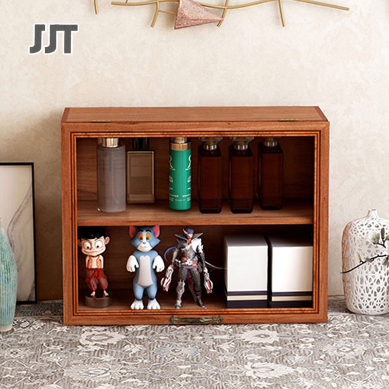 JJT [Miễn Phí Vận Chuyển]Hộp lưu trữ Retro gỗ đặc, hộp đồ chơi sưu tập cốc, hộp lưu trữ kiểu ngăn kéo Búp bê làm bằng tay, Giá trưng bày mỹ phẩm để bàn