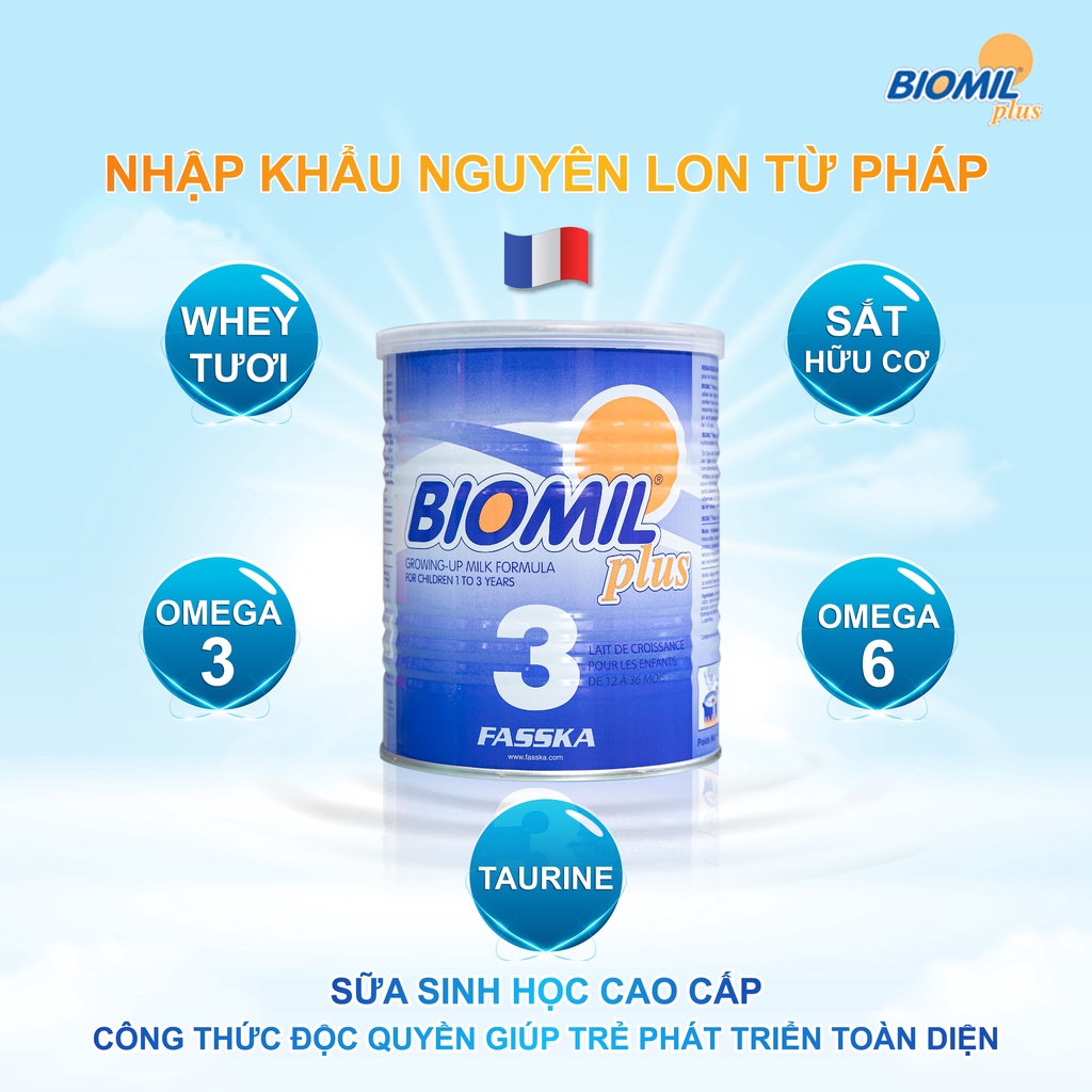 Sữa bột sinh học Biomil Plus 3 nhập khẩu Pháp 400g