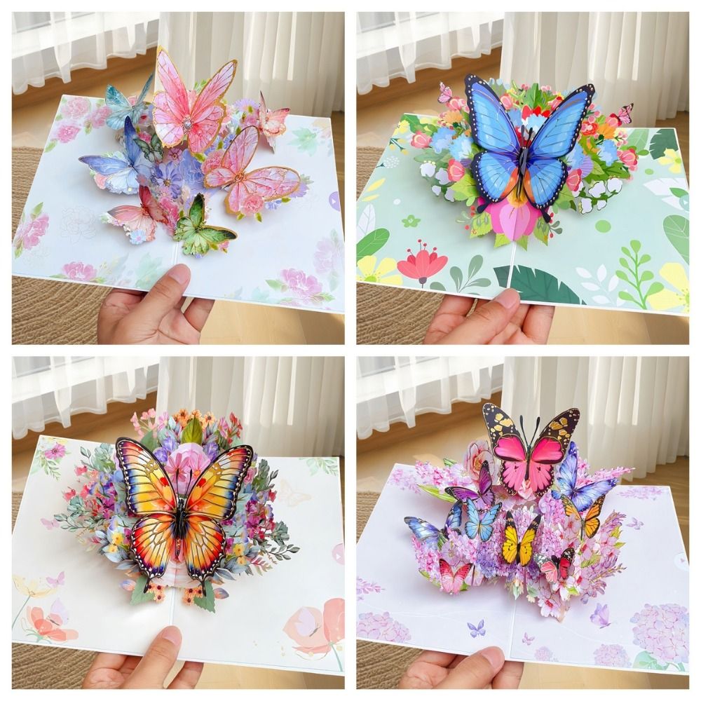Decoration Wishing 3D Butterfly Greeting Card Colorful Handmade ...