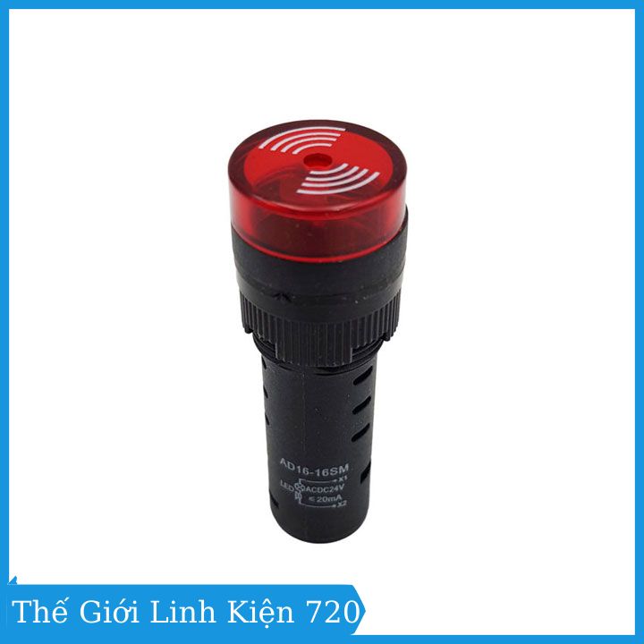 Đèn báo nguồn ad16-16sm 24v có còi 3 màu đỏ/vàng/xanh lá
