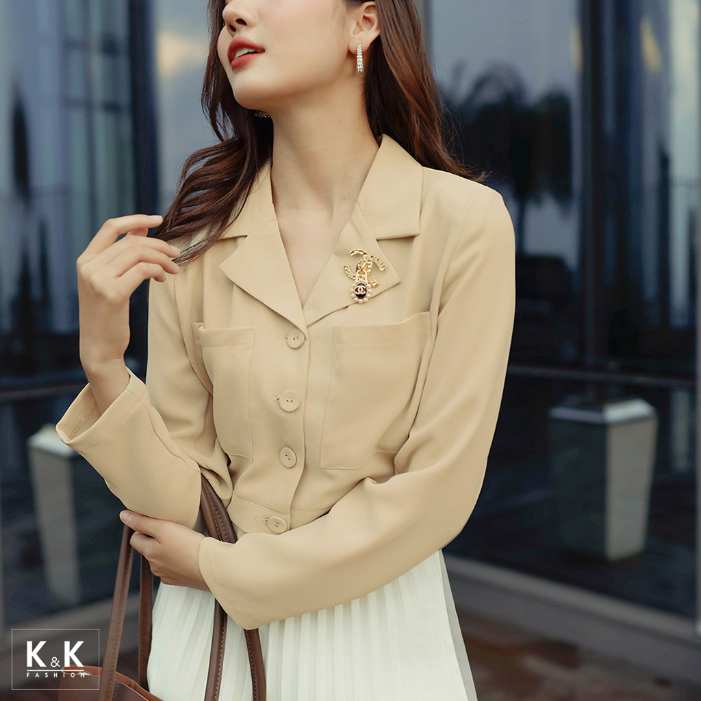 Áo Khoác Lửng Hai Túi K&K Fashion AK10-33 Tay Dài Chất Liệu Cotton