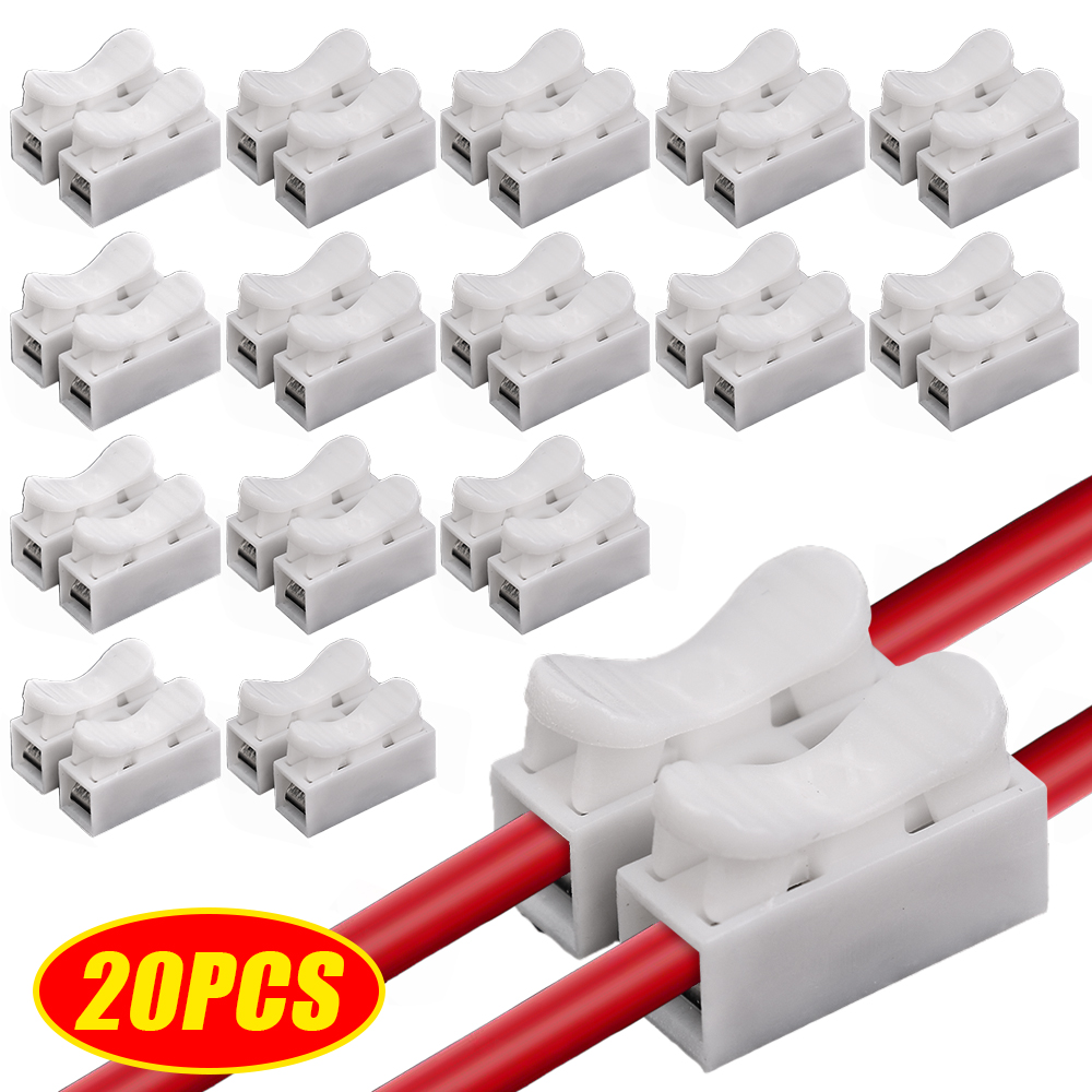 20 cái kết nối nhanh CH-2 tái sử dụng khối thiết bị đầu cuối an toàn mùa xuân Bộ Đấu nối nhanh Điện 2 kẹp dây điện nối Clip