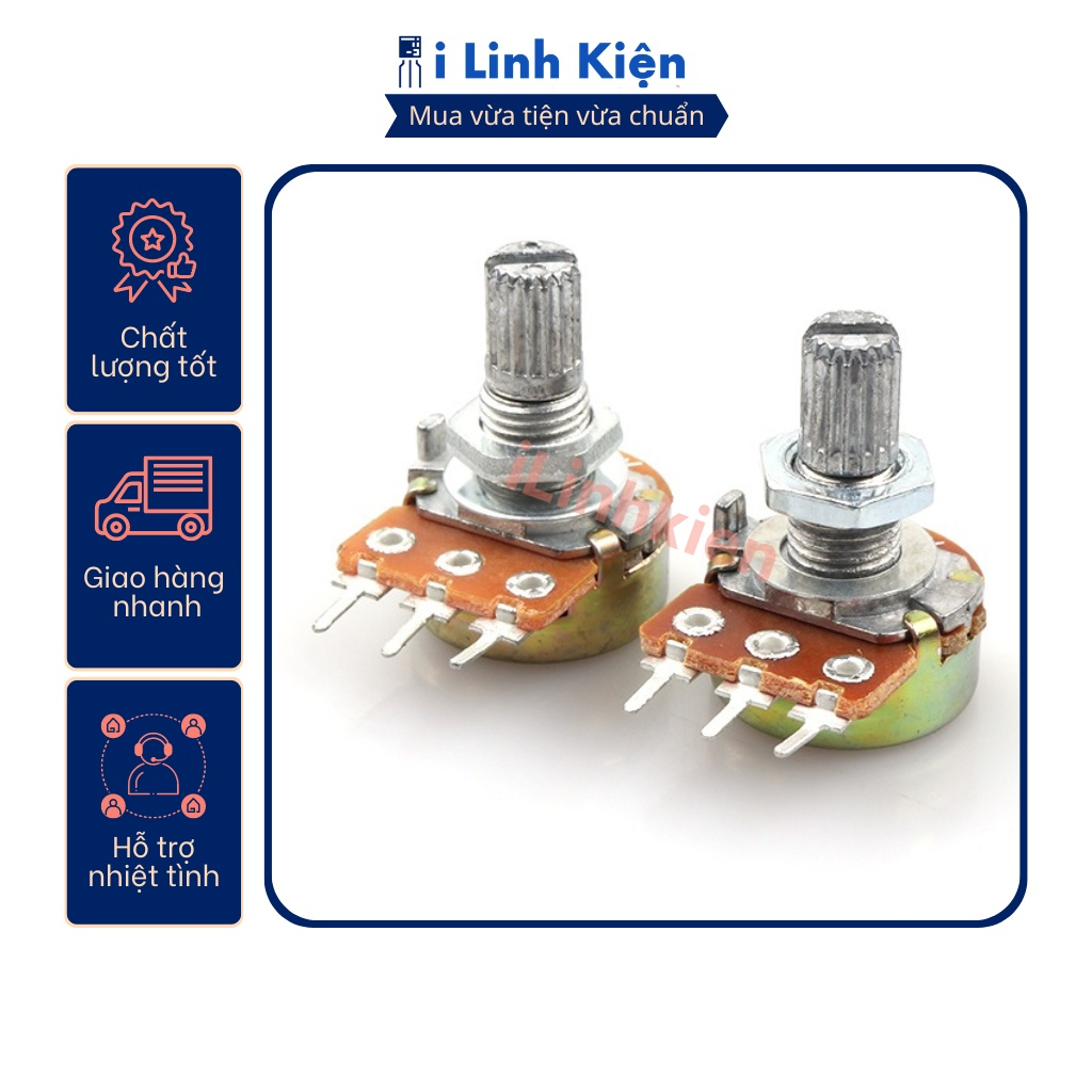Biến trở Volume đơn, biến trở Volume đôi WH148 15mm đầy đủ giá trị chất lượng tốt.