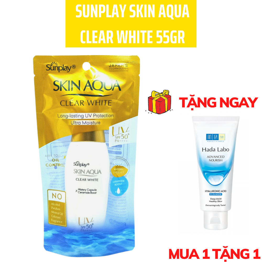 [Có Sẵn] Kem Chống Nắng (Nắp Vàng Đồng) SUNPLAY - Skin Aqua Clear White SPF50+/PA++++ 25g-55g