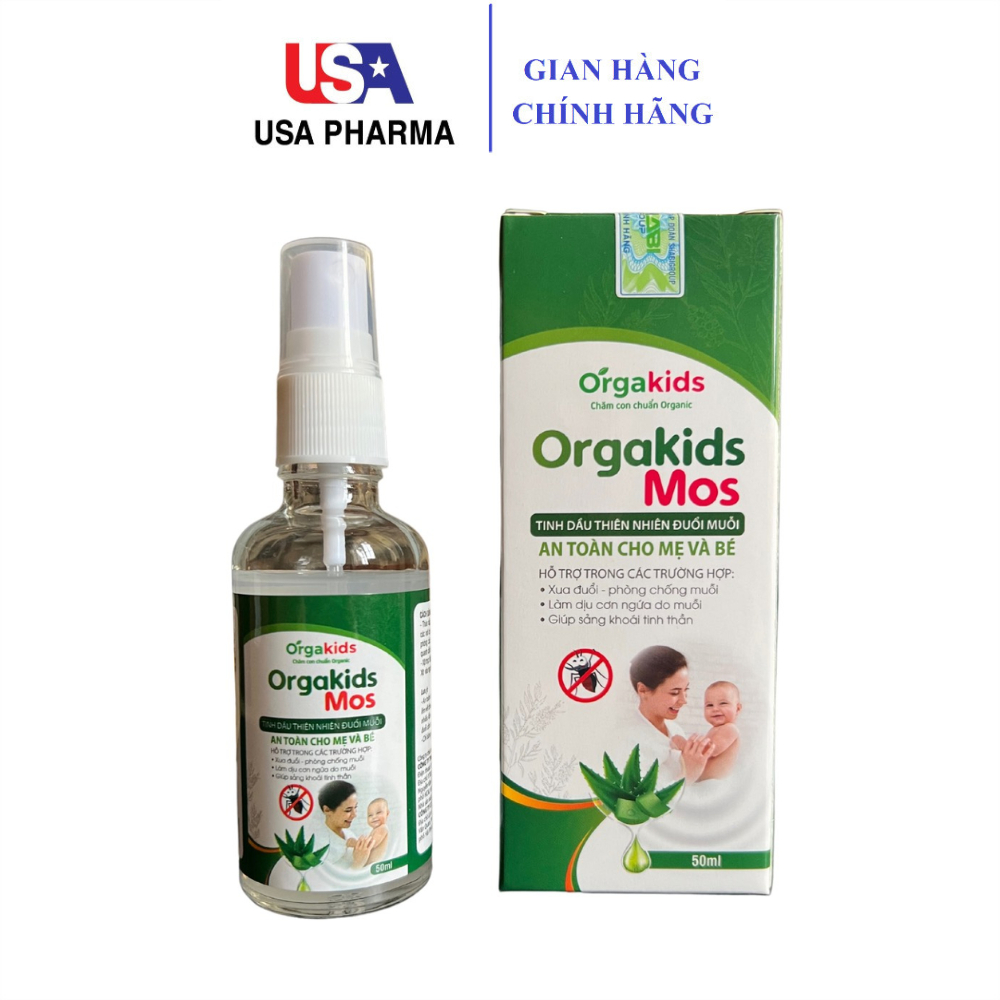 Tinh dầu thiên nhiên dạng xịt đuổi muỗi orgakids mos - chai 50ml