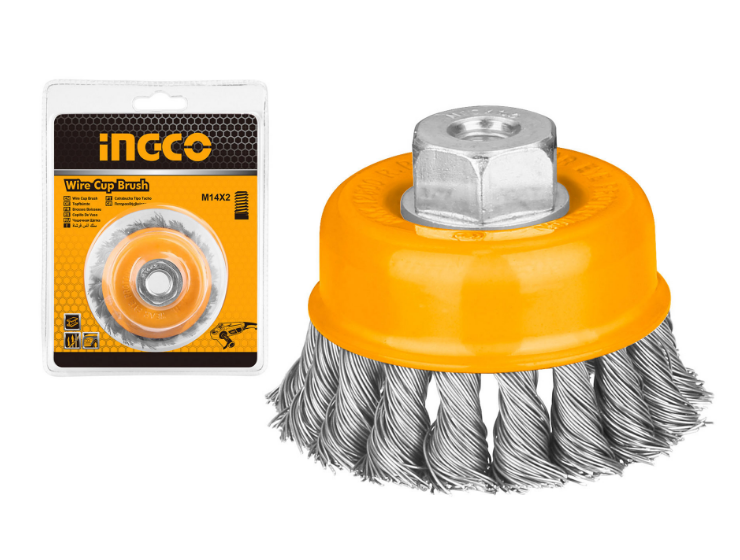 thumbnail image 2 of Hoteche 4" Twist Knot Wire Cup Brush - 5/8-11 Thread For Angle Grinder (590205) 2 of 6