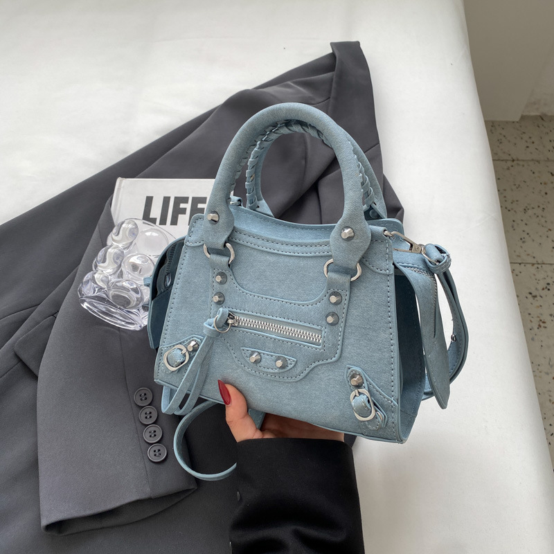 C&K Retro PU Women Crossbody Bags Shoulder Bags with Rivets Cool Handbag Motorcycle Bag