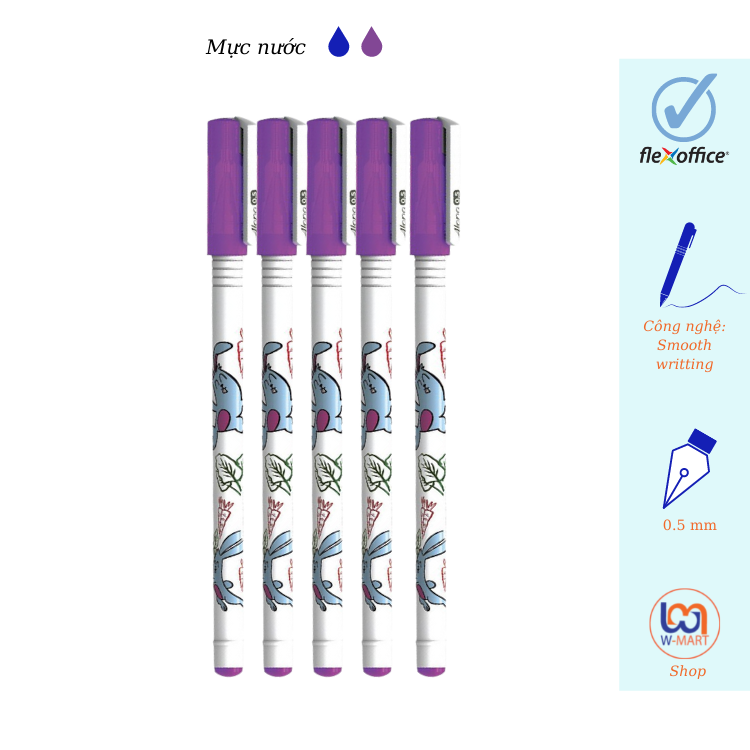 Viết mực nước tím xanh Flexoffice Gel018