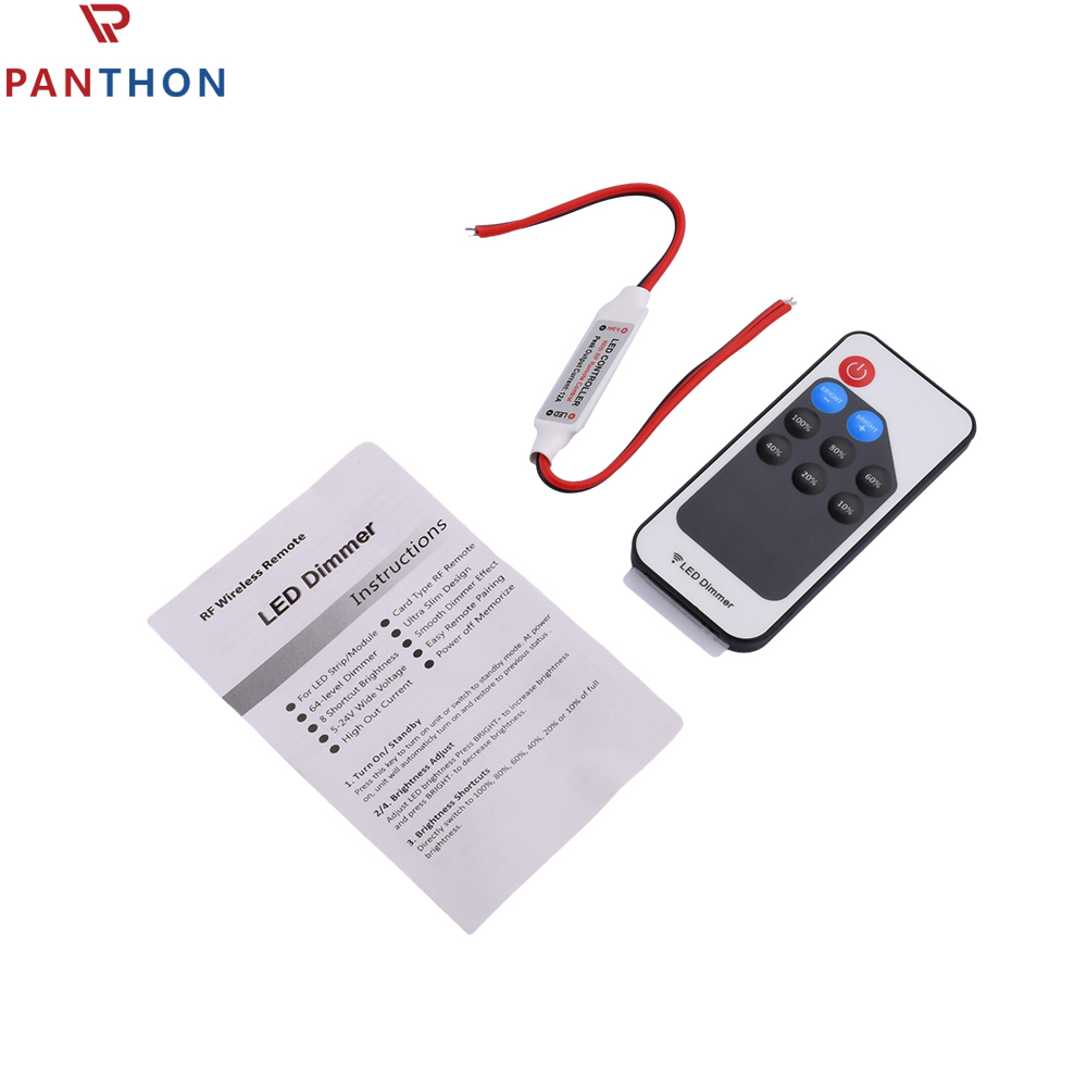 【Ready Stock】PANTHON RF Dimmer Controller for LED Strip Lights DC5V 12V 24V Dimmer Controller Brightness & Effect RF Wireless Remote LED Dimmer