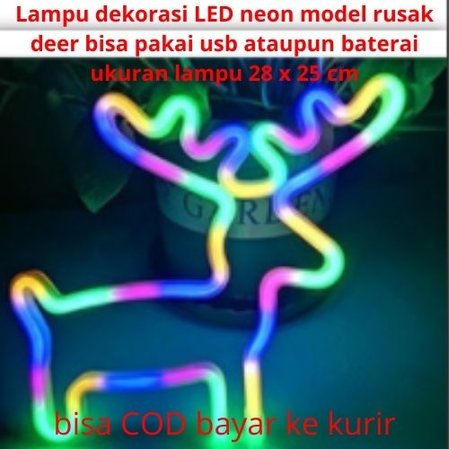  Lampu dekorasi LED neon model rusak deer bisa pakai usb ataupun baterai Bildidee 