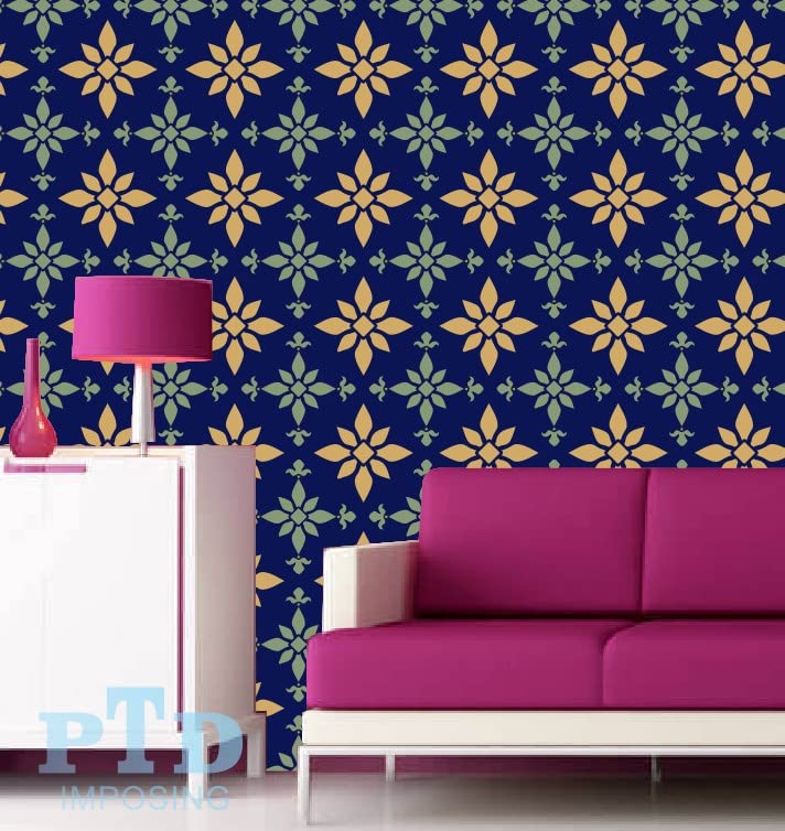 Imposing Damask Wall Design Stencil – 24x24 Inch Reusable Stencil Sheet for Wall Painting & Home Décor | Elegant DIY Pattern Template – Custom Size Available –BuyNclick. 
