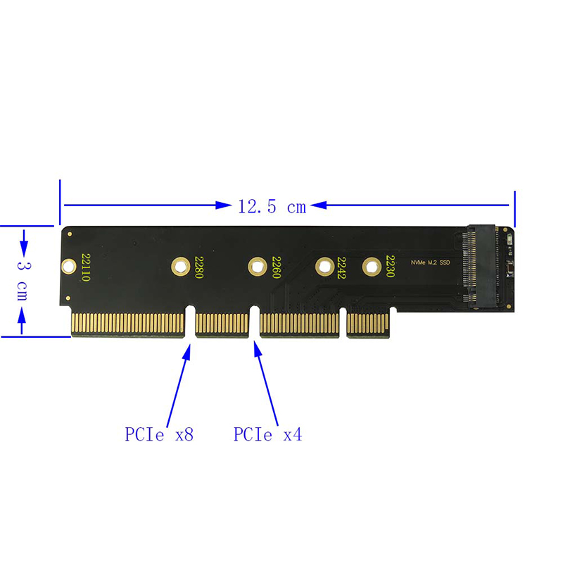 3cm Height PCIe 3.0 4.0 to M.2 NVMe SSD Adapter For 1U Server. 