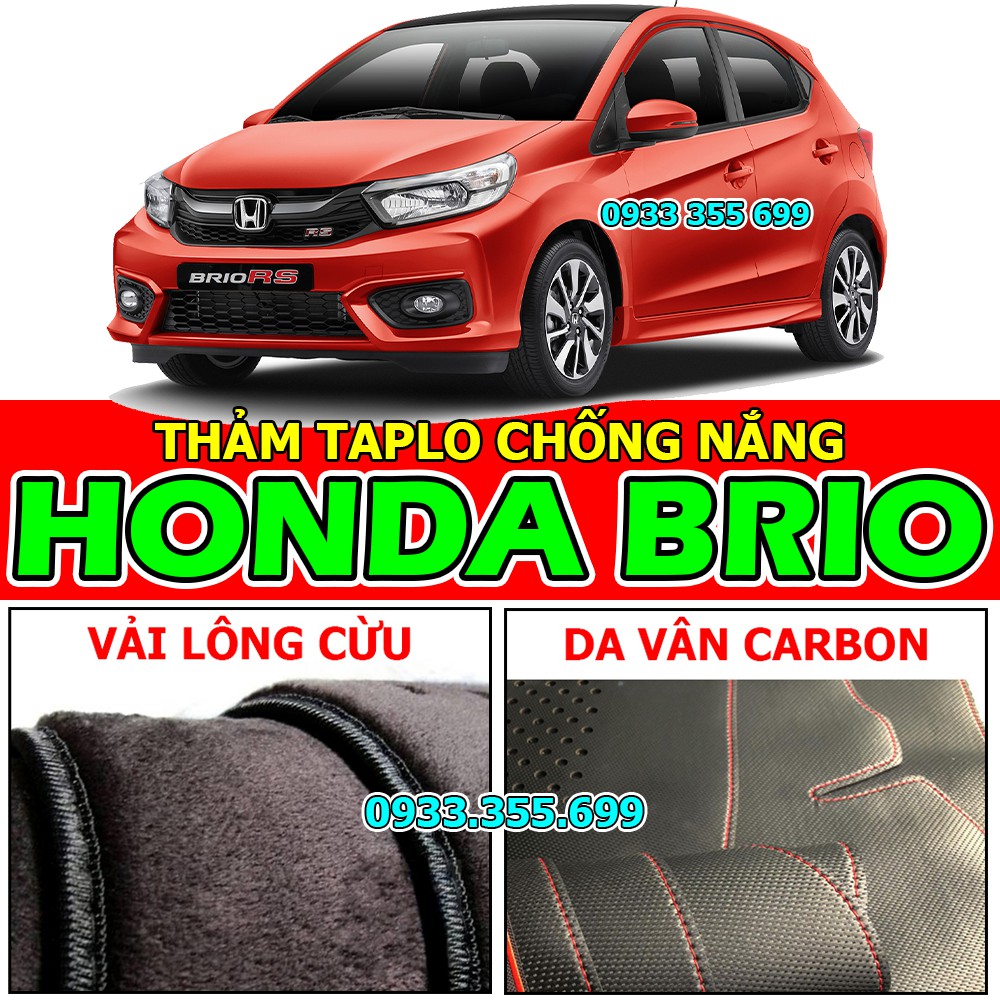 Thảm taplo honda brio bằng nhung lông, da vân carbon, da vân gỗ 2019 2020 2021 2022