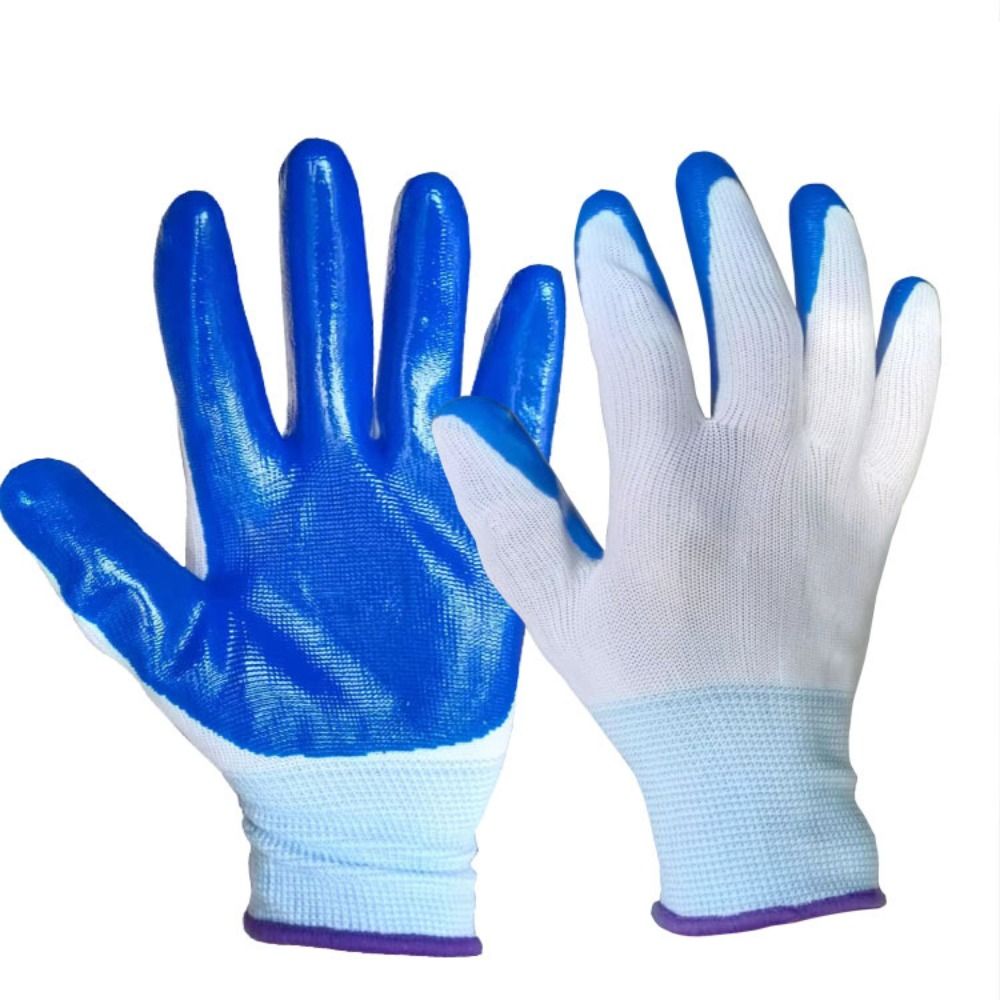 CROSSTIME 2 Pair Anti-Bite Blue Gloves Nylon Anti Scratch Safety Work Gloves Safety Supplies Semi-glue Hanging Glue Protective Gloves Hamster