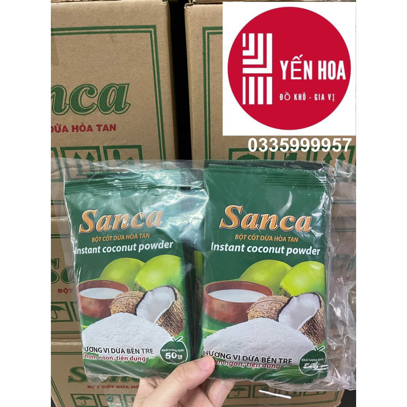 1 lốc (10 gói) Bột cốt dừa Sanca 50g