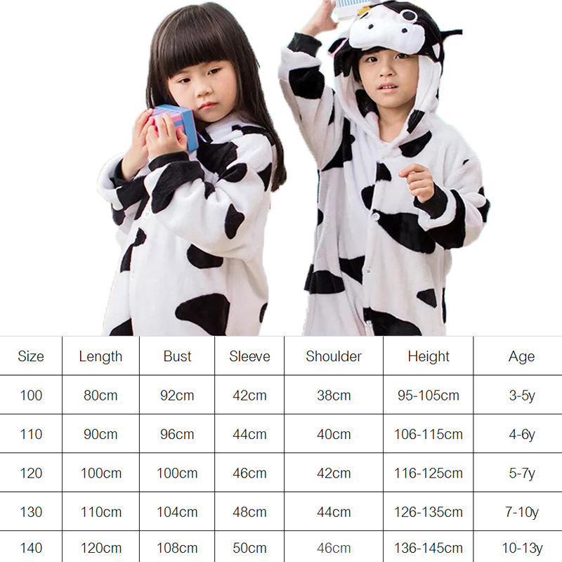 Kids Cow Cosplay Costume Animal Sleepwear Children Onesie Pajamas for Boys Girls Kigurumi