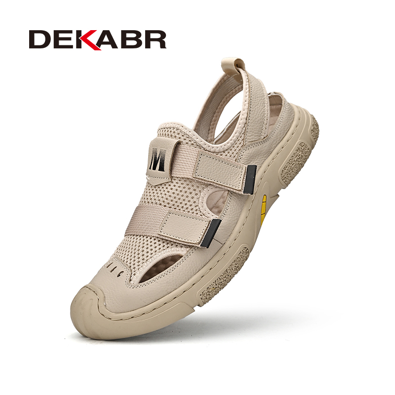 DEKABR Genuine Hide Summer Mesh Shoes Men Casual Sandals Comfortable Sewing Handmade Shoes For Men. 