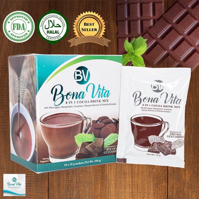 Bona Vita 8 in 1 Cocoa Drink Mix 10 Sachets (150g ) (1 BOX) Lazada PH