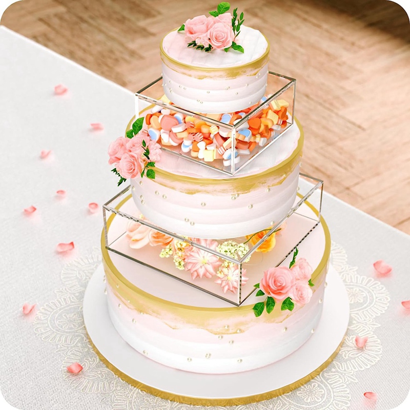 Acrylic Cake Display Board Square Cake Tray DIY Cake Refillable Board Base for Display Wedding Party Birthday