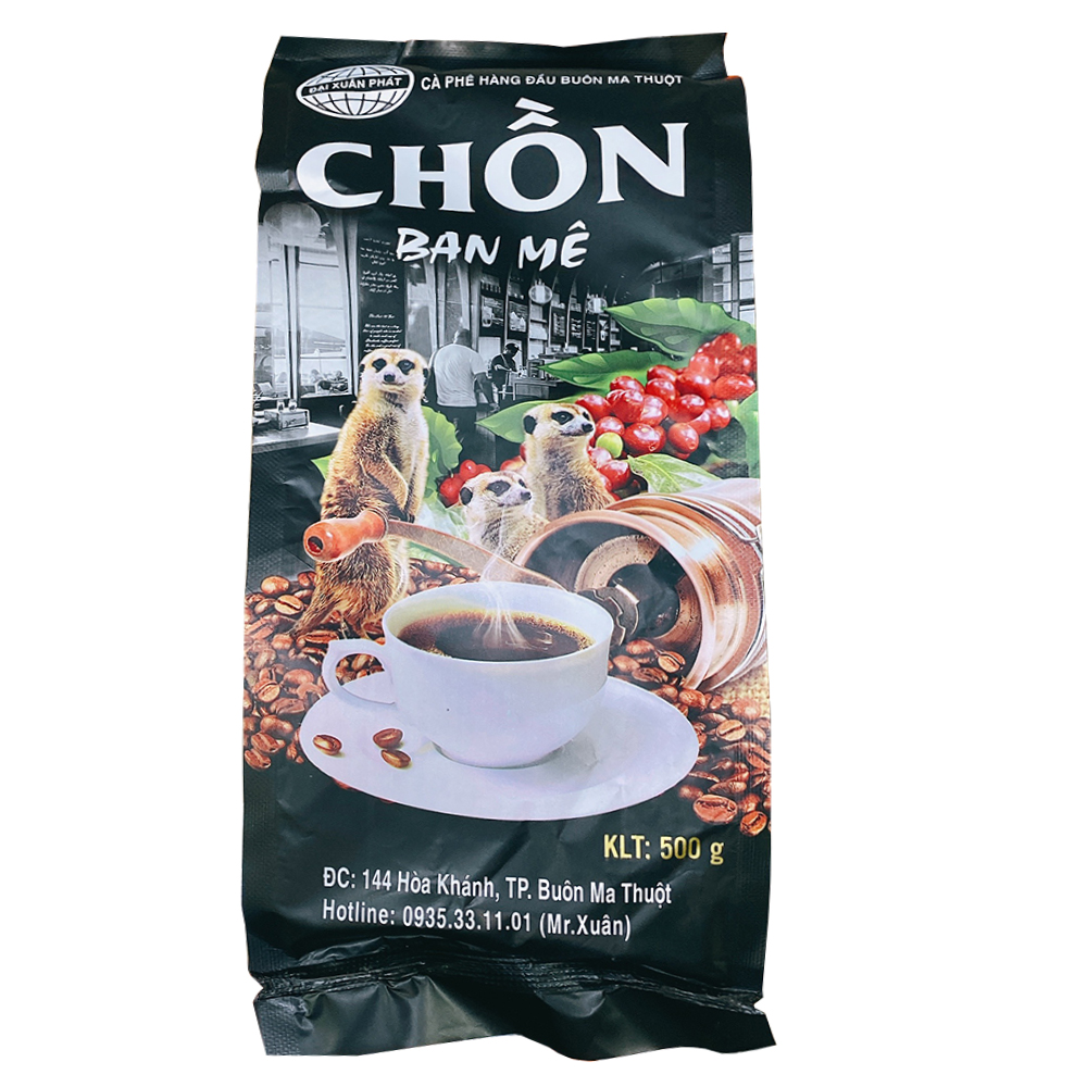 Bịch 500gr cà phê rang xay pha phin chồn đen ban mê daklak đại xuân phátbách hóa uy tín