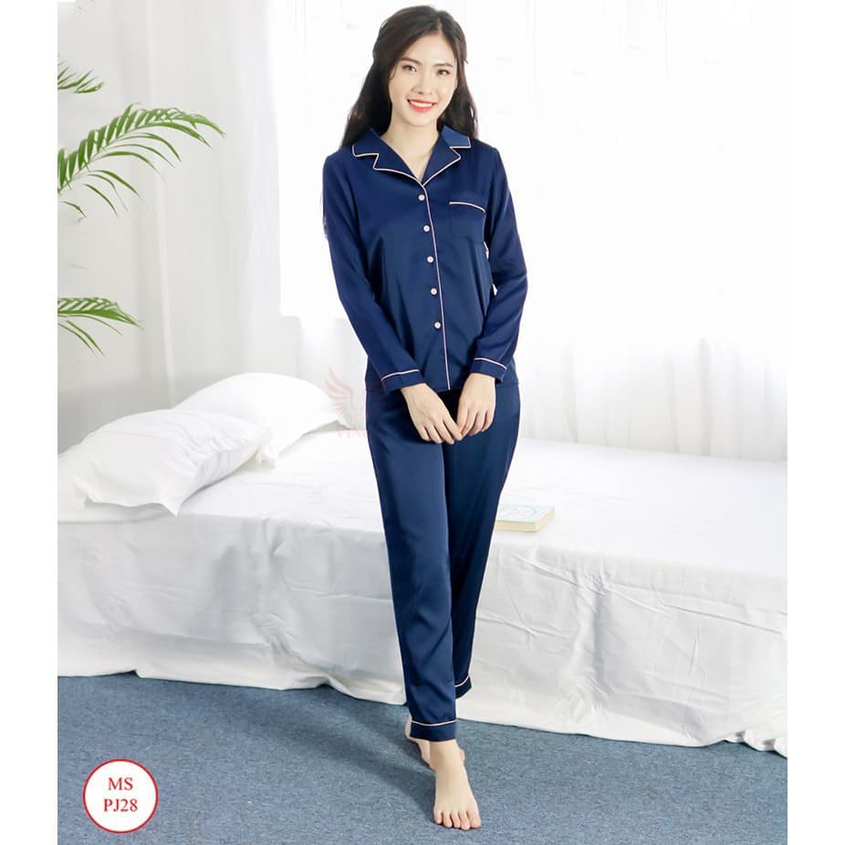 [HCM]Bộ pijama phi lụa loại 1 cao cấp quần dài 40 đến 58kg