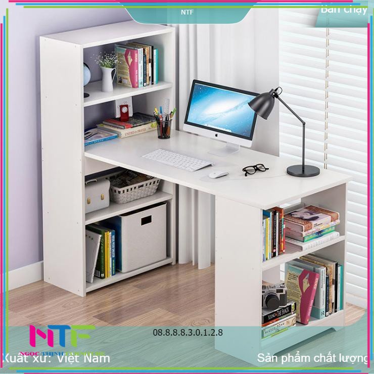 Bàn làm việc cao cấp kèm kệ sách NTF-NGOCTHINHFURNITURE mẫu mới 2023 BKS4TV-120X55