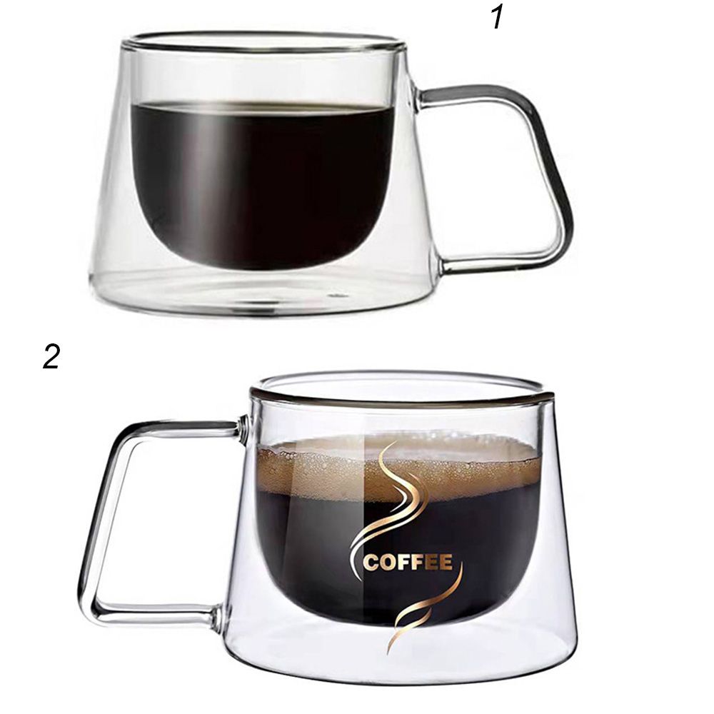 YPB585111 200ml Anti Scalding Clear Double Wall Insulated with Handle Breakfast Mug Double Cup Coffee Tea Cup