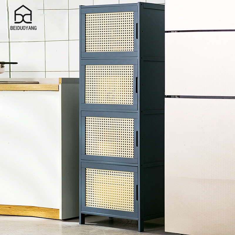 Kitchen shelves, storage cabinets, crack cabinets, storage cabinets, multi-layer floor-standing pots and pans, refrigerators, narrow gaps, dishes, pans, cupboards