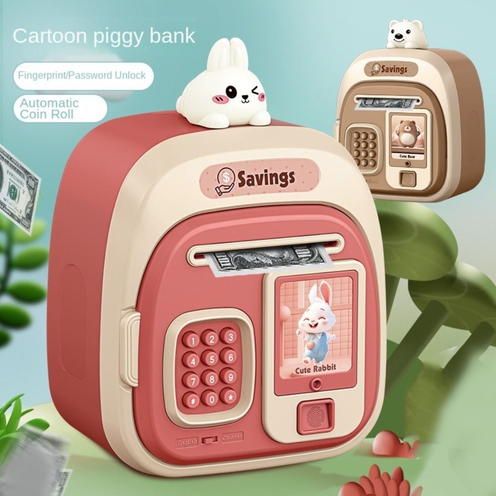 Toys Password Lock Automatic Roll-Up Savings Bank Fingerprint ...