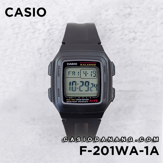 Đồng hồ nam dây nhựa Casio Standard chính hãng Anh Khuê F-201WA-1ADF