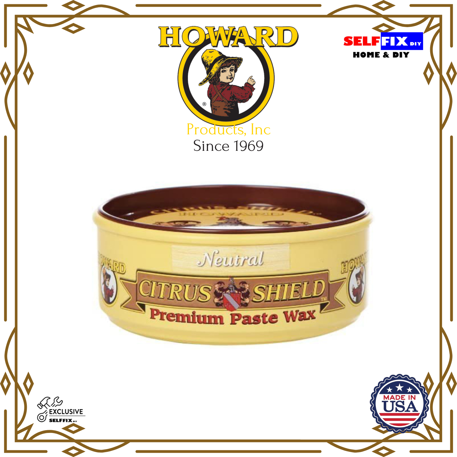 Howard Citrus Shield Paste Wax Neutral 11oz Carnauba Wax Furniture