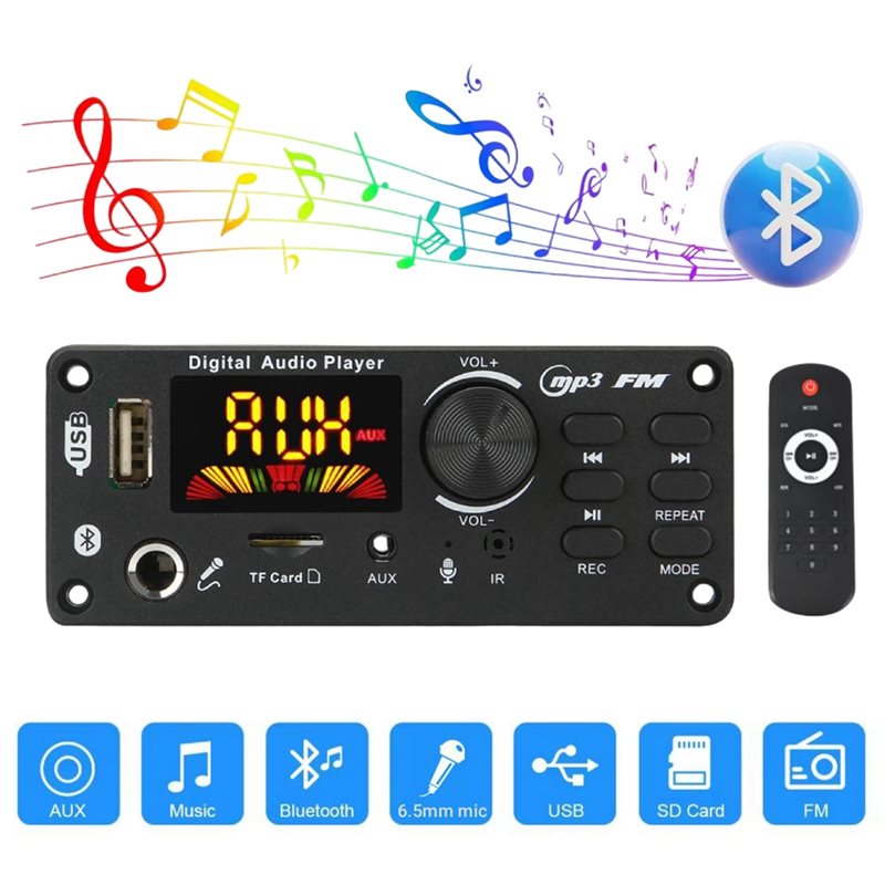 Bluetooth%20MP3%20Decoder%20Board%20DIY%20MP3%20WAV%20Decoder%20Board%20DC%2012V%20Wireless%20Car%20MP3%20Player%20TF%20Card%20Slot%20USB%20FM%20with%206.5mm%20Mic%20-%20Image%208
