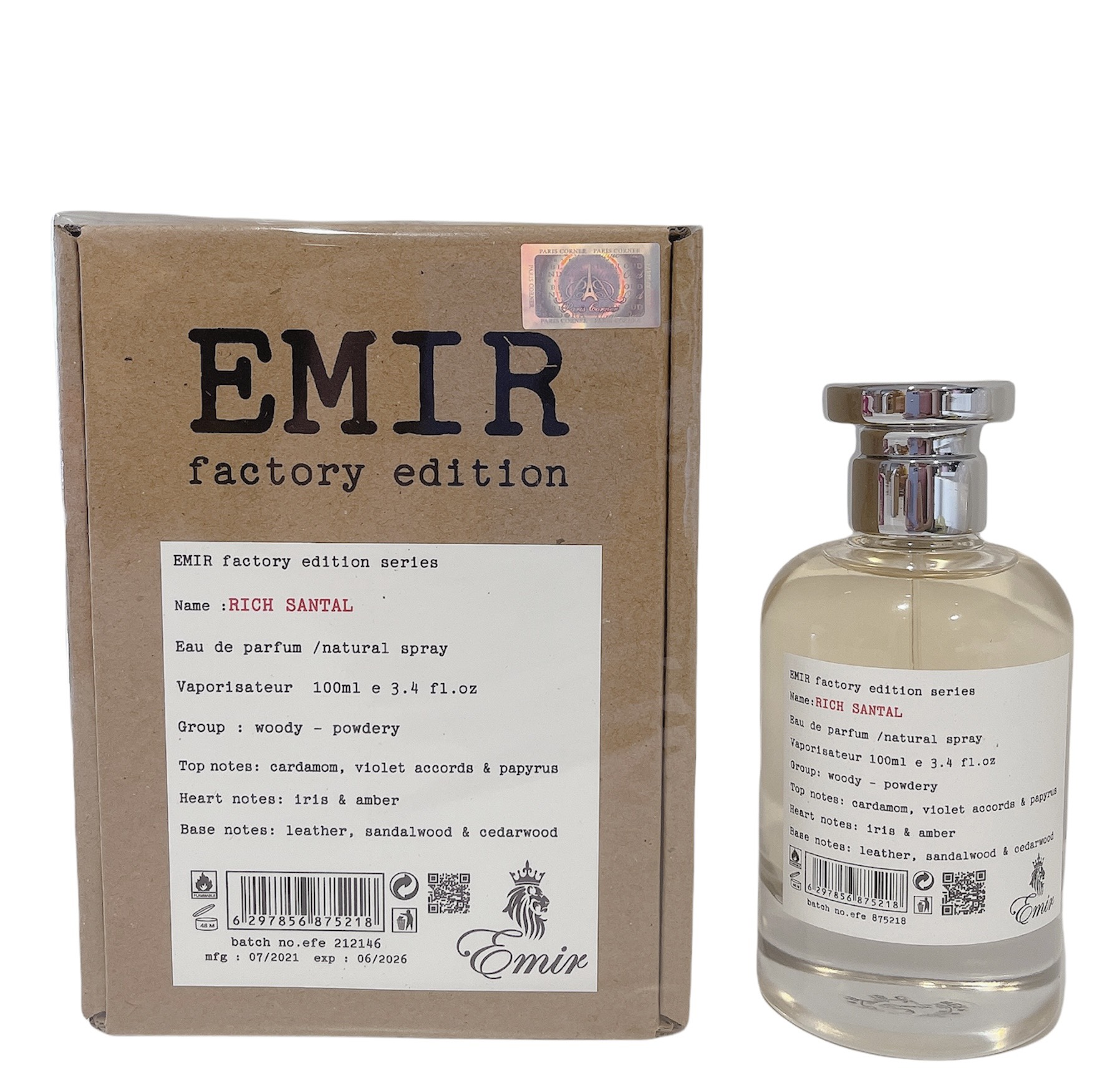Nước hoa nam nữ Emir Rich Santal 100ml(mùi giống lelabo 33 90%)