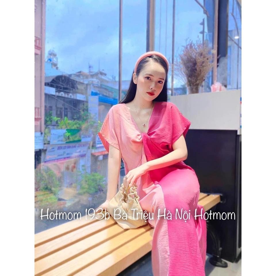 Đầm lụa phối màu mặc được 2 dáng