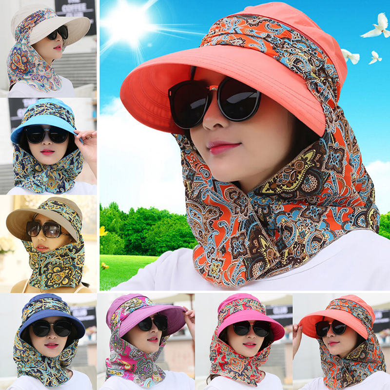 Women Foldable Anti-UV  Sun Hat Face Protection Hats Wide Big Brim Summer. 