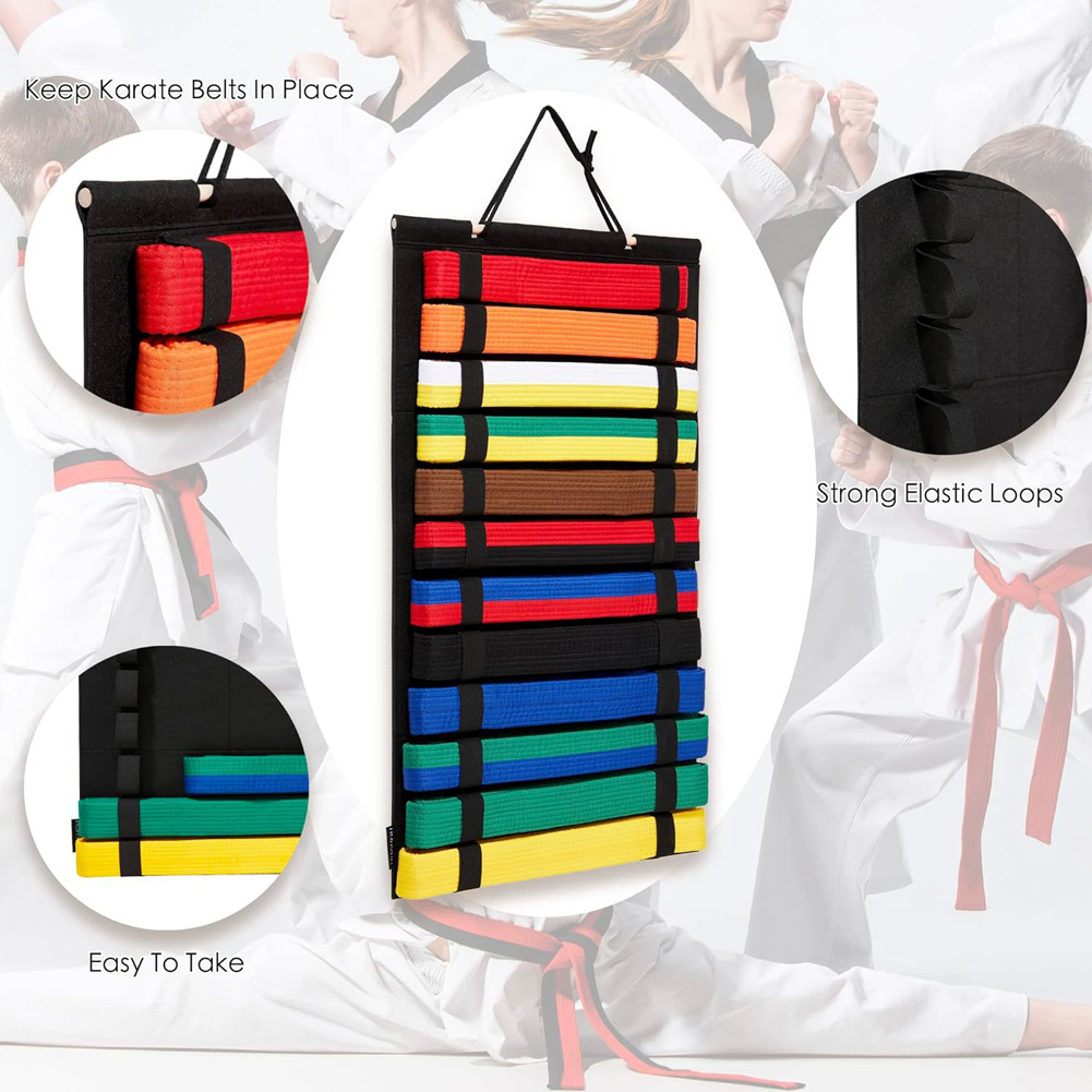 Tai Kwon Do Display Rack FG Wall Mounted Taekwondo Belt Display Rack 12 Belts Karate Belt ...