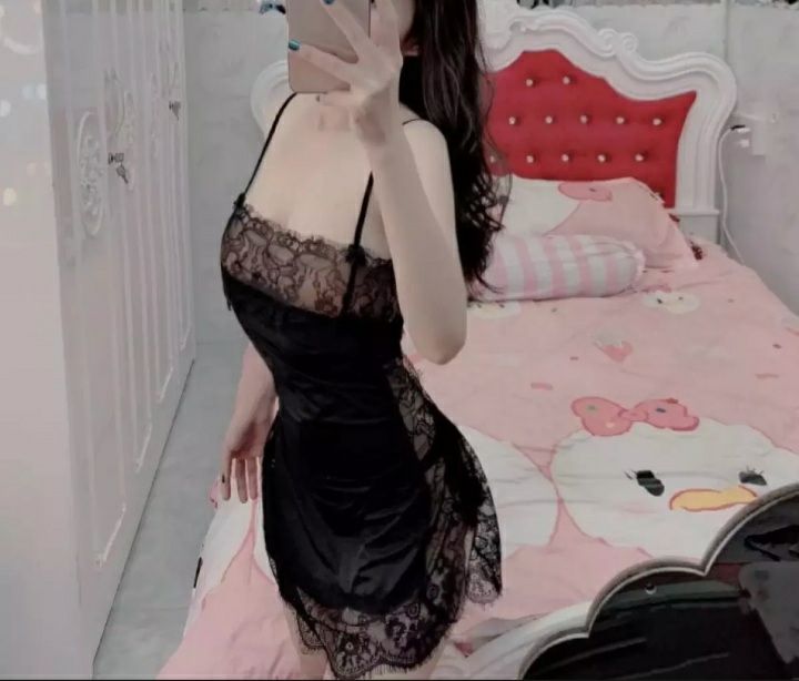 Đầm ngủ phi bóng phối ren, form dưới 50kg HOT#40