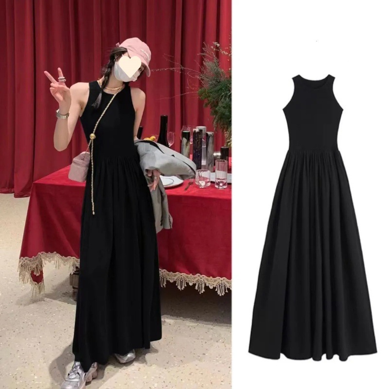XIANG NIAN NI Sleeveless halter dress long vest dress